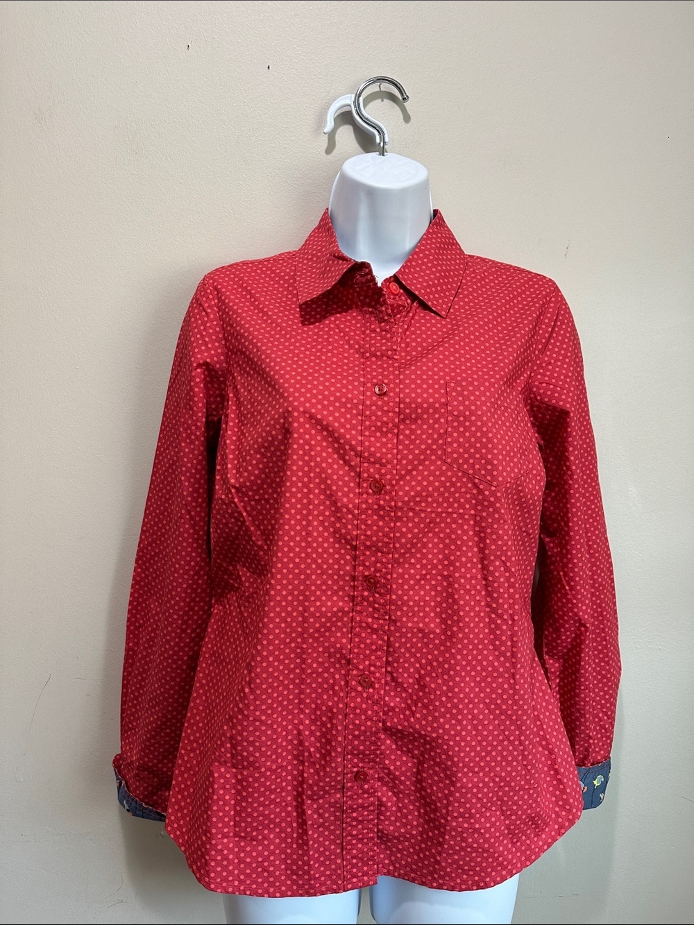 Boden Red Polka Dot Button-Down Shirt